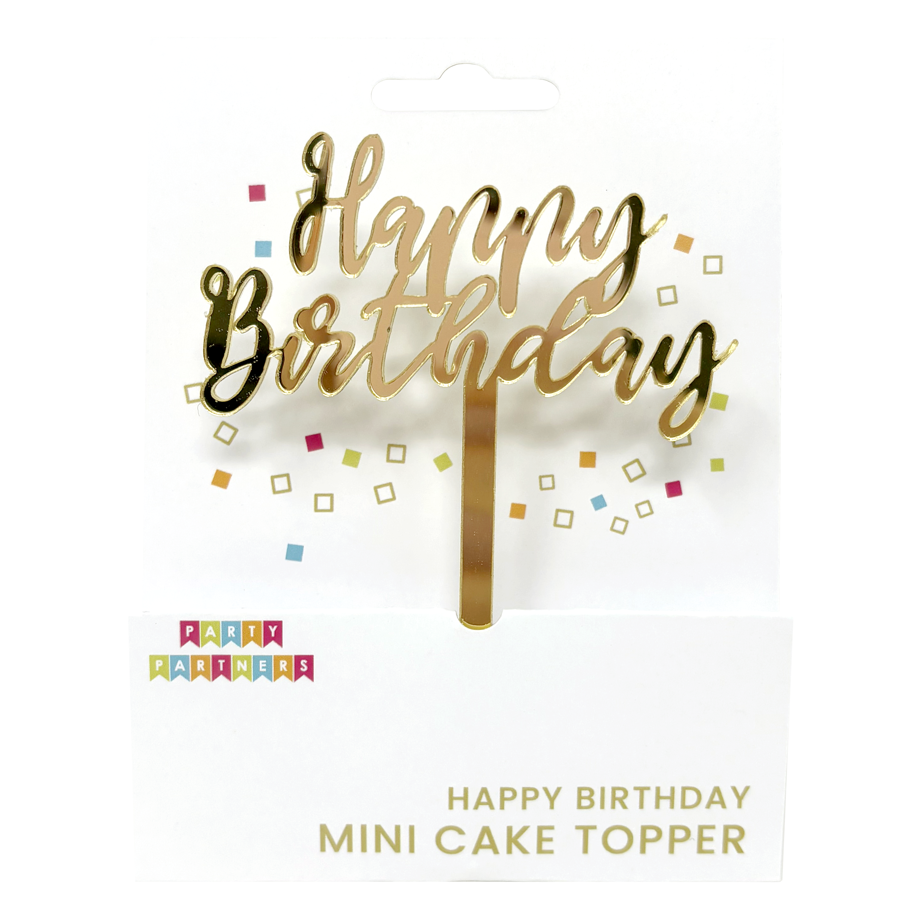 Gold Happy Birthday Mini Cake Topper